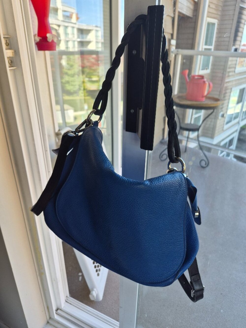 Blue genuine leather bag